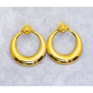 Vintage Crescent Stud Earrings, Ring Earrings, Circle Stud Earrings - CF1